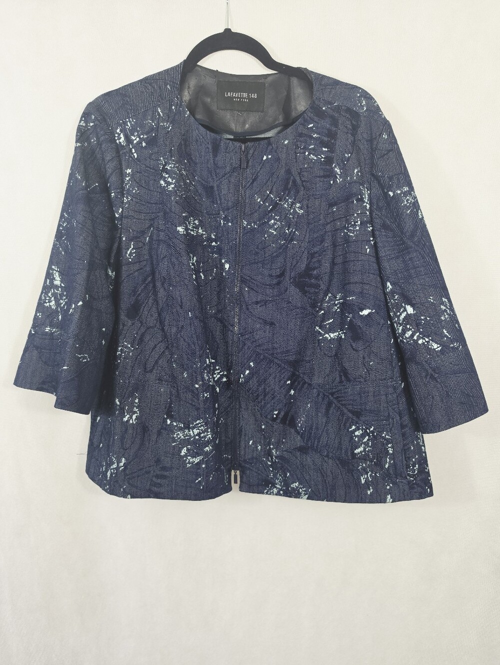 Lafayette 148 New York Athea Chambray Tropical Print Jacket